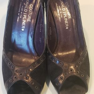 Donald Pliner Couture peep toe black leather